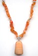 Orange Cats Eye Chip and Pendant Necklace